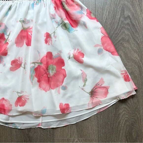 Two Sisters The Label Floral Halter Mini Dress High Neck White Pink Size Large - Picture 5 of 15